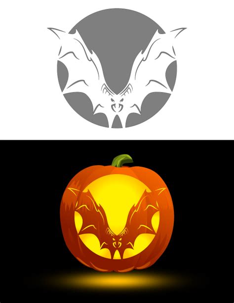 Printable Scary Bat Pumpkin Stencil