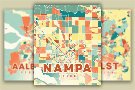 Nampa Idaho Colorful Map Graphic by Poster Boutique · Creative Fabrica