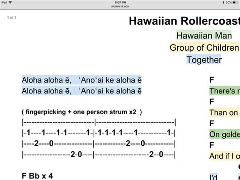 Hawaiian Rollercoaster Ride Ukulele Tab | Ukulele tabs, Ukulele chords songs, Ukulele songs