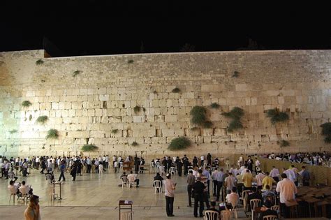 Night praying at the Western Wall of Temple, Jerusalem, Israel ...