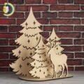 Laser Cut Deer with Christmas Tree Stand Free Vector cdr Download - Dezin