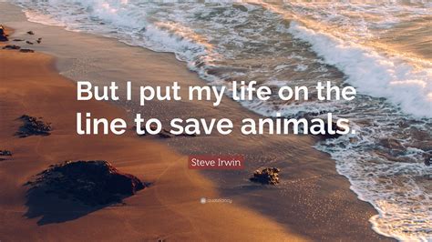 Steve Irwin Quote: “But I put my life on the line to save animals.”