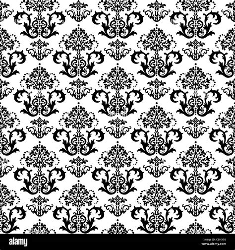 Seamless black and white floral gothic wallpaper pattern Stock Photo - Alamy