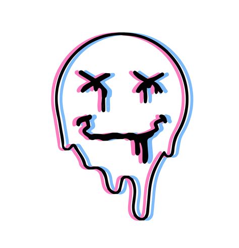 Acid smile face. Melted rave and techno symbol of 90s. Trendy ...