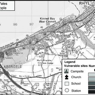 Example of a risk to people map of Towyn in Wales showing the potential... | Download Scientific ...