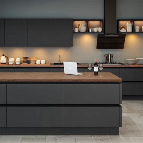 Matt Handleless Kitchen Cabinet Doors | Handleless kitchen cabinets, Modern grey kitchen ...