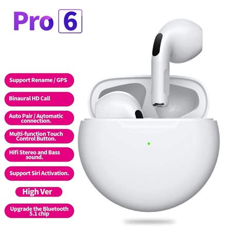 Pro6 TWS Wireless Earbuds Bluetooth Earphone Touch Control with Mic ...