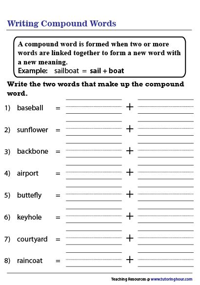 Breaking Down Compound Words Worksheet | Compound words, Compound words ...