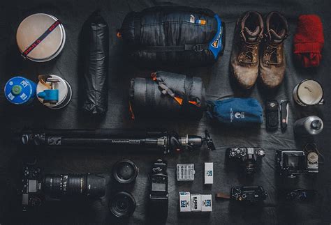 photographer, travel, essentials, accessories, camera, lens, sleeping bag, camping, journey ...