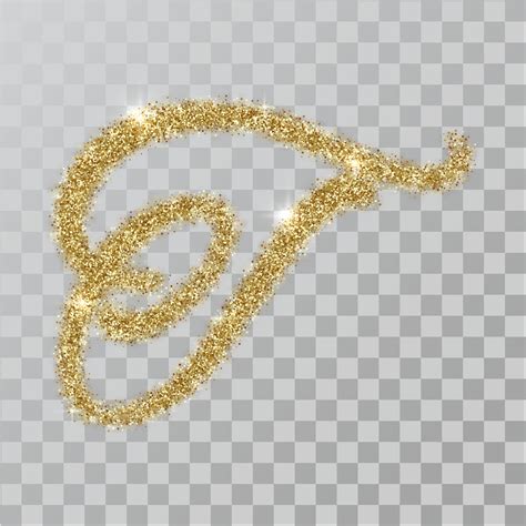 Gold glitter powder letter T in hand painted style. 5477038 Vector Art ...