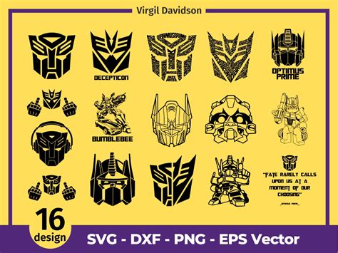 For Cricut, Transformers SVG Bumblebee Cut Files Optimus Prime Autobots Decepticons Megatron ...
