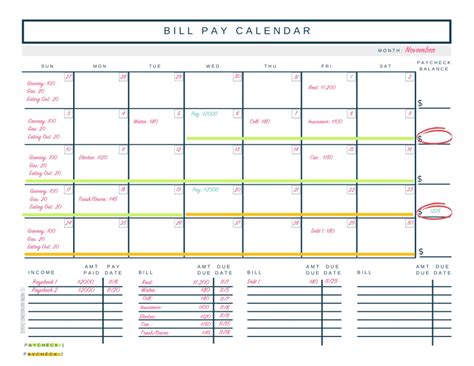 Make A Monthly Bill Chart | Calendar Template Printable