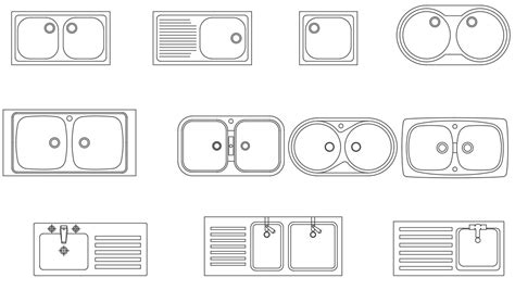 Kitchen Sink AutoCAD Blocks Drawing - Cadbull