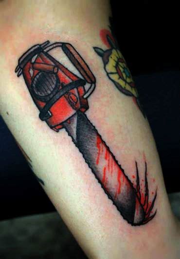 Evil Dead Chainsaw | Mom tattoos, Horror tattoo, Sleeve tattoos