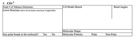 SOLVED: CO3 2 ITotal # of Valence Electrons: Lewis Structure (show all resonance structures if ...