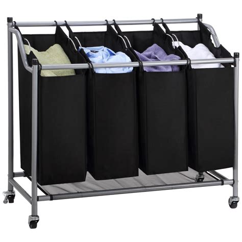 Mllieroo Heavy-Duty 4-Bag Rolling Laundry Sorter Storage Cart with ...