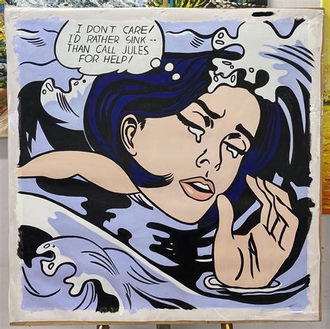 Oil Painting Drowning Girl Roy Lichtenstein Pop Art 100% | Etsy