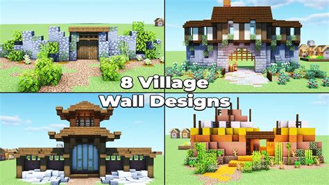 8 Village Wall Designs for Minecraft 1.15 Survival - YouTube