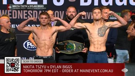 Nikita Tszyu vs. Dylan Biggs fight: No limit threaten Biggs after weigh in media snub | The ...