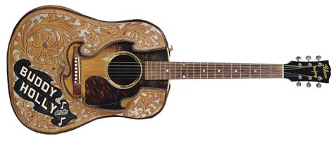 Replica of Buddy Holly's Gibson enveloped in a reproduction of the ...