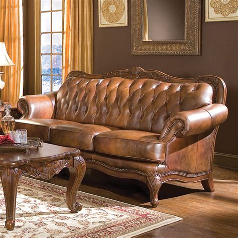 Coaster Vienna Classic Tufted Leather Sofa in Brown - 500681