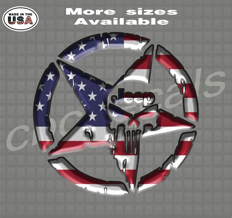 Distressed Punisher Skull American Flag Made For “Jeep Wrangler” Star ...