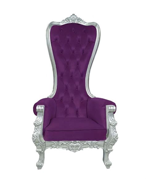 throne chairs | Baroque Throne Chair Queen High Back Chair in Purple Velvet and Silver ...