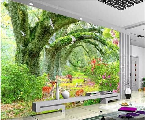 3d photo wallpaper custom mural Woodland meadow landscape Home decor living room 3d wall mural ...