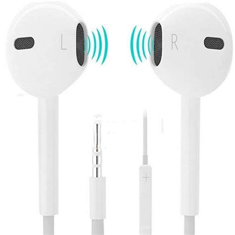 White Earphones Earbuds Headphone Mic & Volume Control For Mobile & For ...