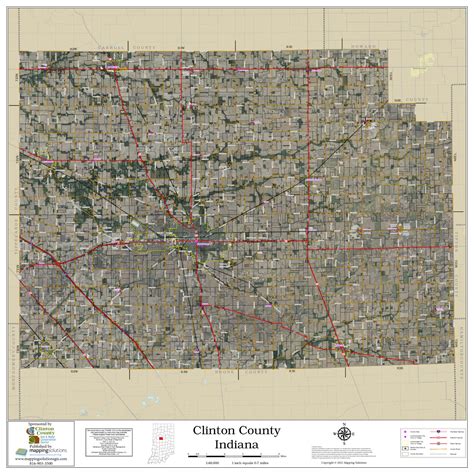 Clinton County Indiana 2022 Aerial Wall Map | Mapping Solutions