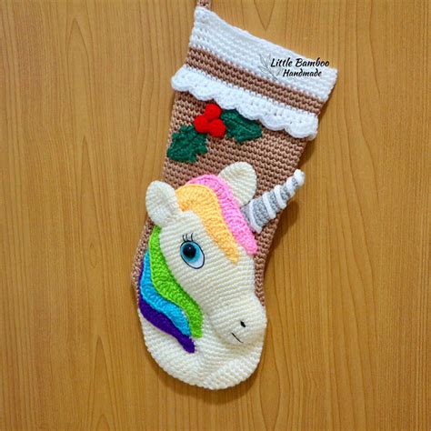 Ravelry: Unicorn Christmas Stocking pattern by Little Bamboo Handmade