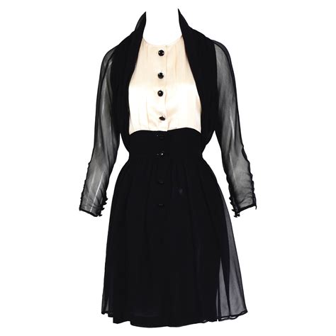 Karl Lagerfeld documented vintage Fall 1988/89 collection black silk dress For Sale at 1stDibs