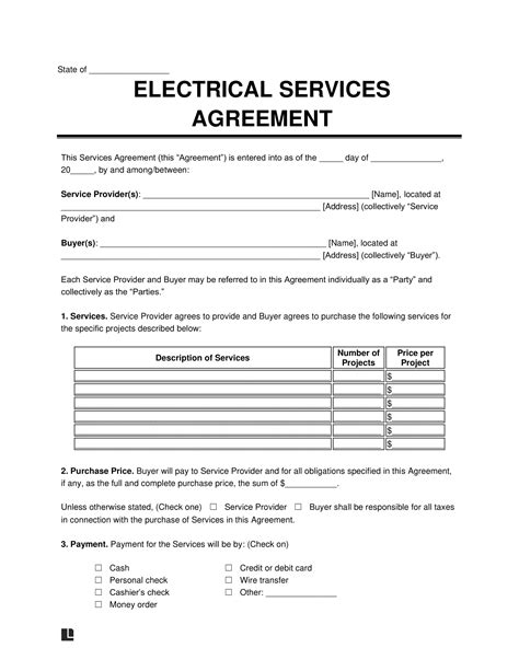 Free Electrical Service Contract Template - Printable Templates