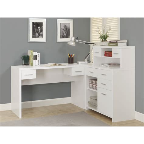 Monarch Hollow-Core L-Shaped Home Office Desk - White | Hayneedle | Мебель для домашнего офиса ...