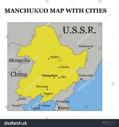 Historical Map Manchukuo On Territory Modern Stock Vector (Royalty Free ...