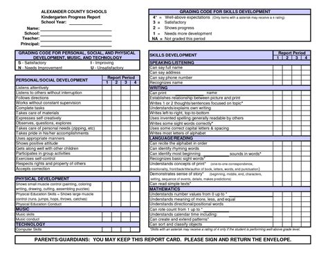 Kindergarten Report Card Template – Atlantaauctionco.com