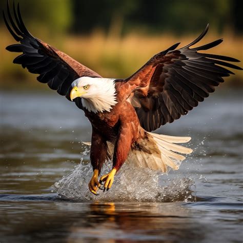 Premium Photo | A bald eagle landing on water