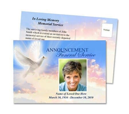 Peace Funeral Announcement Postcard Template – Funeral Program-Site Funeral Programs & Templates