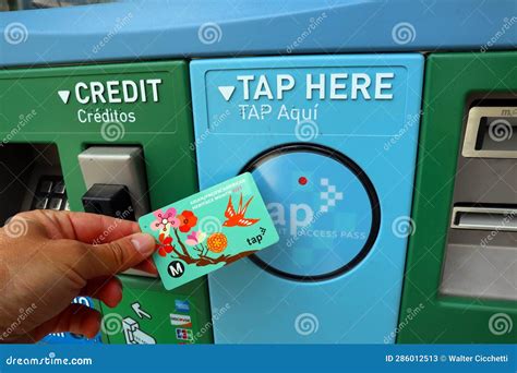 Los Angeles, California: Los Angeles Metro Rail Ticket Machine with TAP Card at LA Metro Station ...