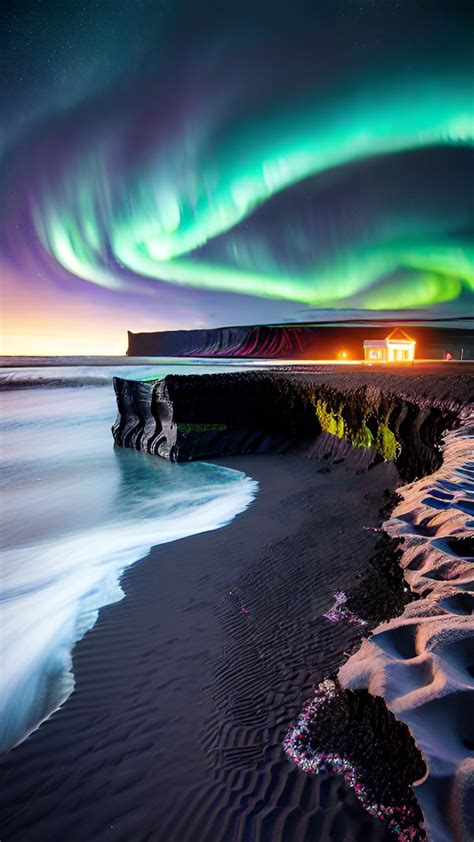 Chasing the Northern Lights at Iceland's Black Sand Beach