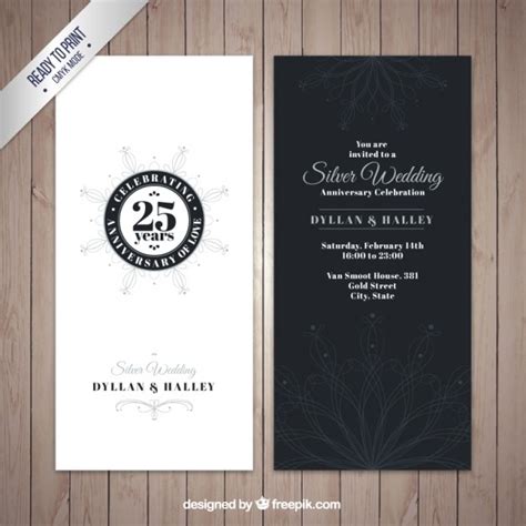 Premium Vector | Elegant silver wedding anniversary invitation