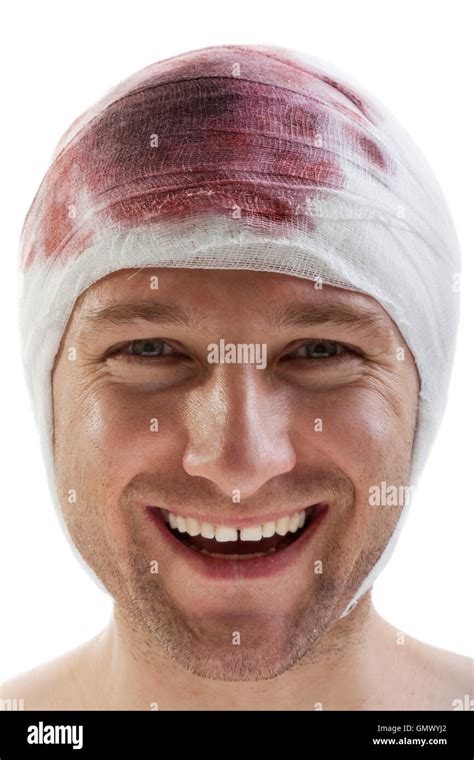 Bandage on blood wound head Stock Photo - Alamy