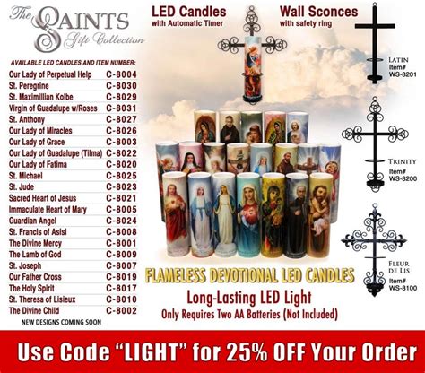 Beautiful Catholic Devotional Religious Saint Candles Candle Wall Sconces, Wall Candles, Led ...