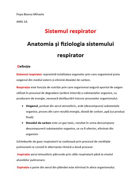 Anatomie Sistemul Respirator | PDF