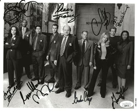 NYPD Blue Season 9 Cast signed 8x10 photo All 9 Dennis Franz, Gosselaar JSA | Autographia