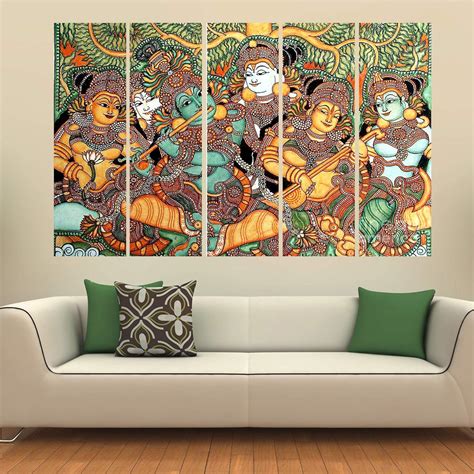 KYARA ARTS Wood Kerala Mural Figures Painting, Multicolour, 50 x 30 ...