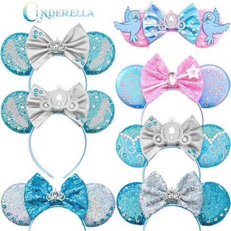 Disney-Cinderella-Hair-Accessories-For-Women-Crystal-Shoes-Ears-Headband-Girl-Pumpkin-Cart-Bow ...