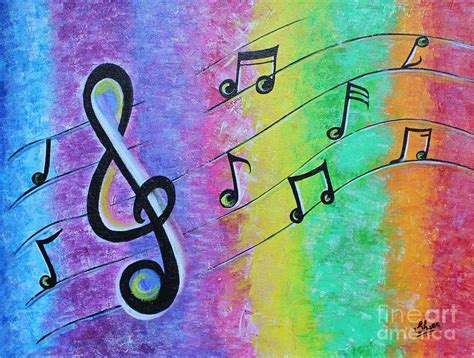 Rainbow Music Notes Painting by Dhanashree Mahesh