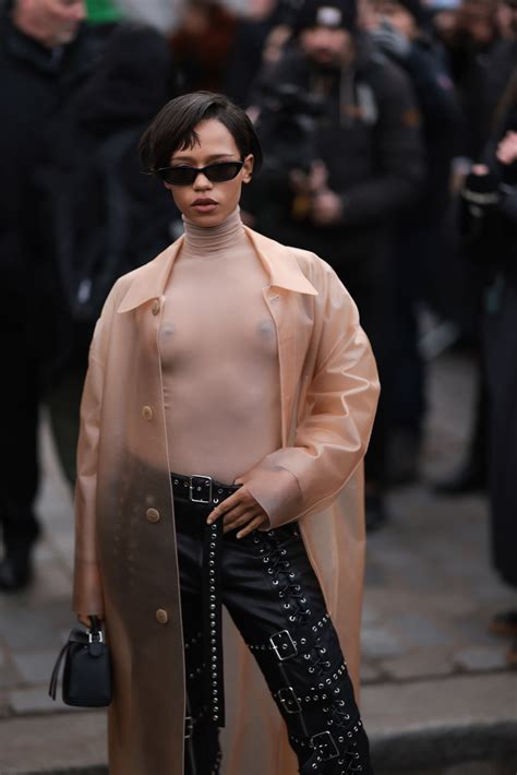 Taylor Russell Wore a Completely Sheer Turtleneck at Paris Fashion Week — See Photos | Teen Vogue