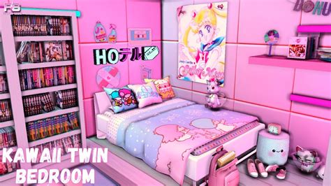 🌸 KAWAII TWIN BEDROOM + CC & DOWNLOAD | Sims 4 Speed Build - YouTube